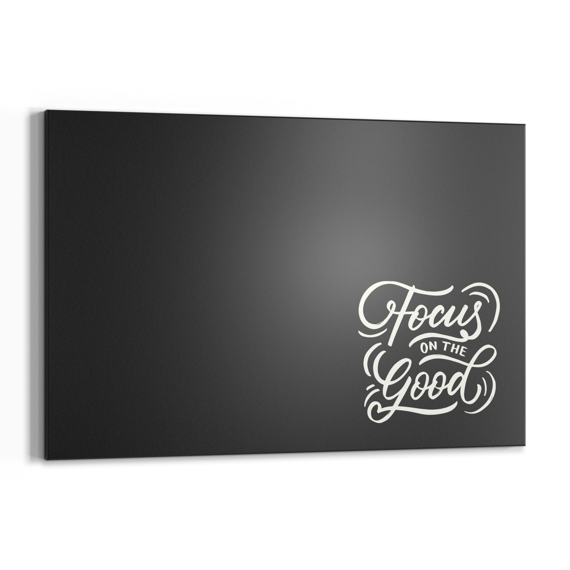 DEQORI Magnetische Kreidetafel mit UV-Druck | Motiv Fokus auf das Gute | Design rechteckig 60x40 cm | Kreide Metalltafel beschreibbar – Wanddeko für Küche, Flur, Kinderzimmer & Büro