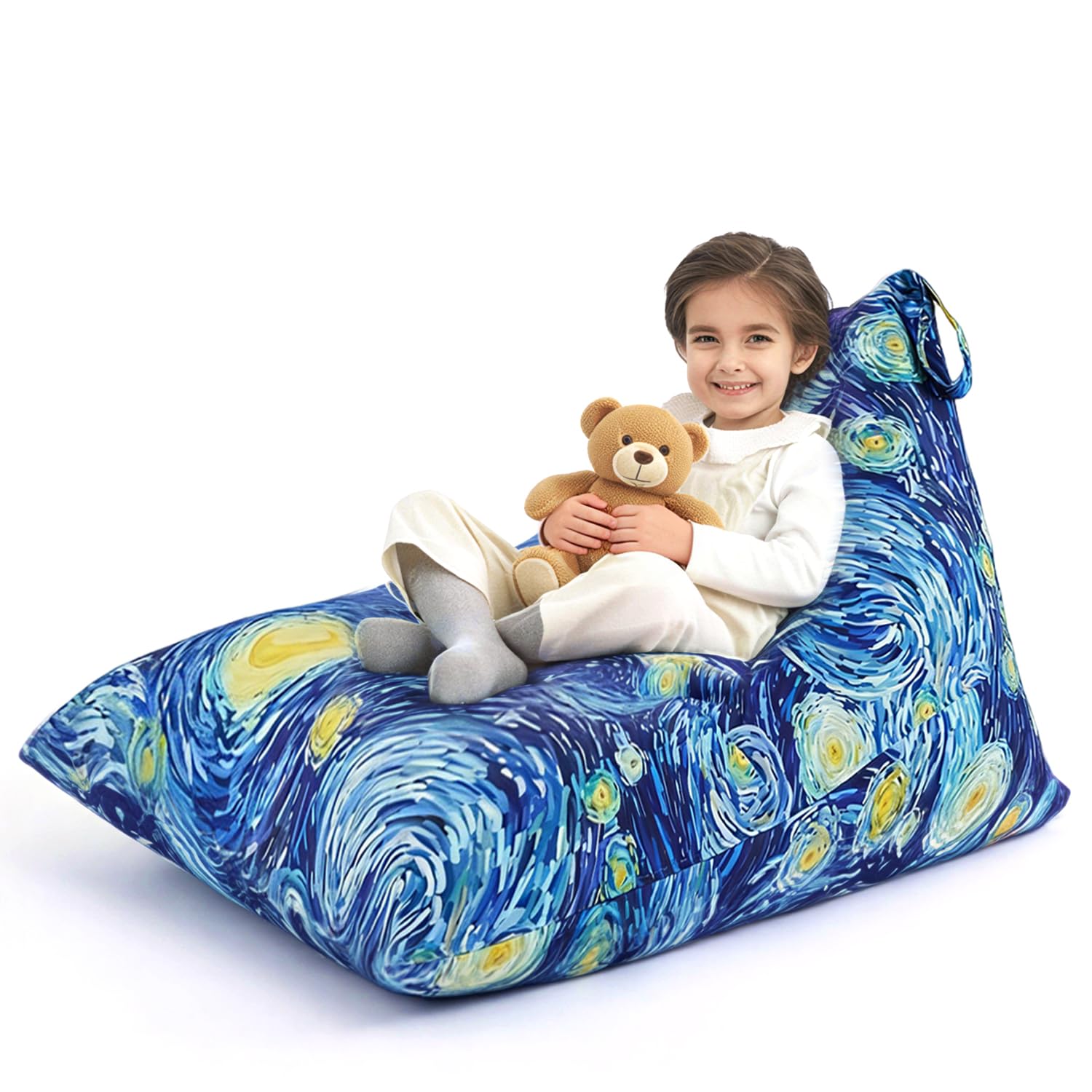 Nobildonna Stuffed Animal Storage Bean Bag Chair Cover for Kids Teens (No Filler) 250L Washable Large Beanbag Cover for Kids' Room Organizing Plush