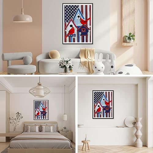 Miniatura 3 de SENQAO Kits de arte de diamantes cardenales para adultos principiantes, kits de arte de diamantes de perforación completa, kits de arte de diamantes