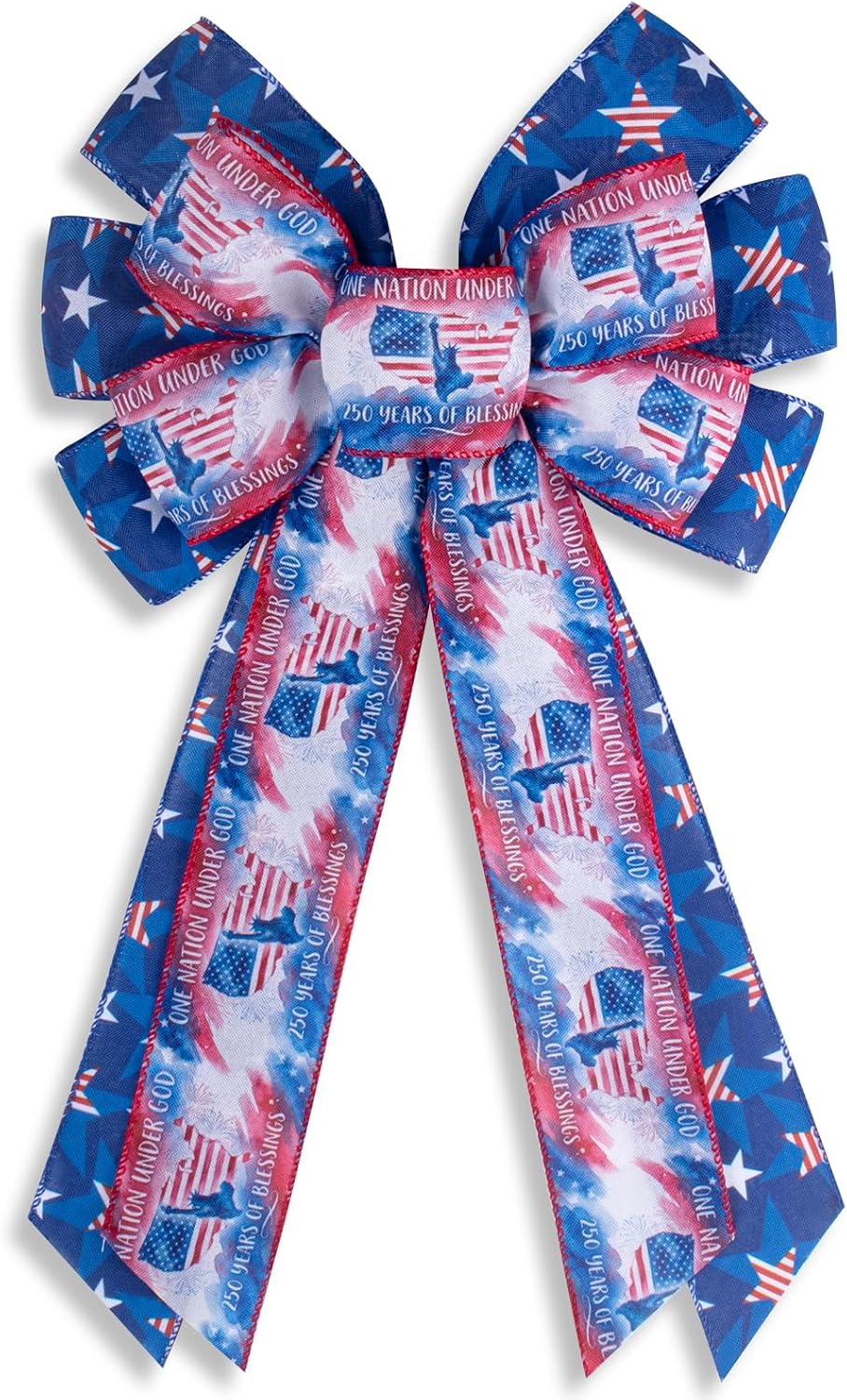 Large USA 250 Years Wreath Bow America Flag & American Eagle USA1976-2026 Anniversary Wreath Bow for Independence Day Decor, Patriotic Burlap Decor Bows for Home Indoor Outdoor Decoration Ornaments
