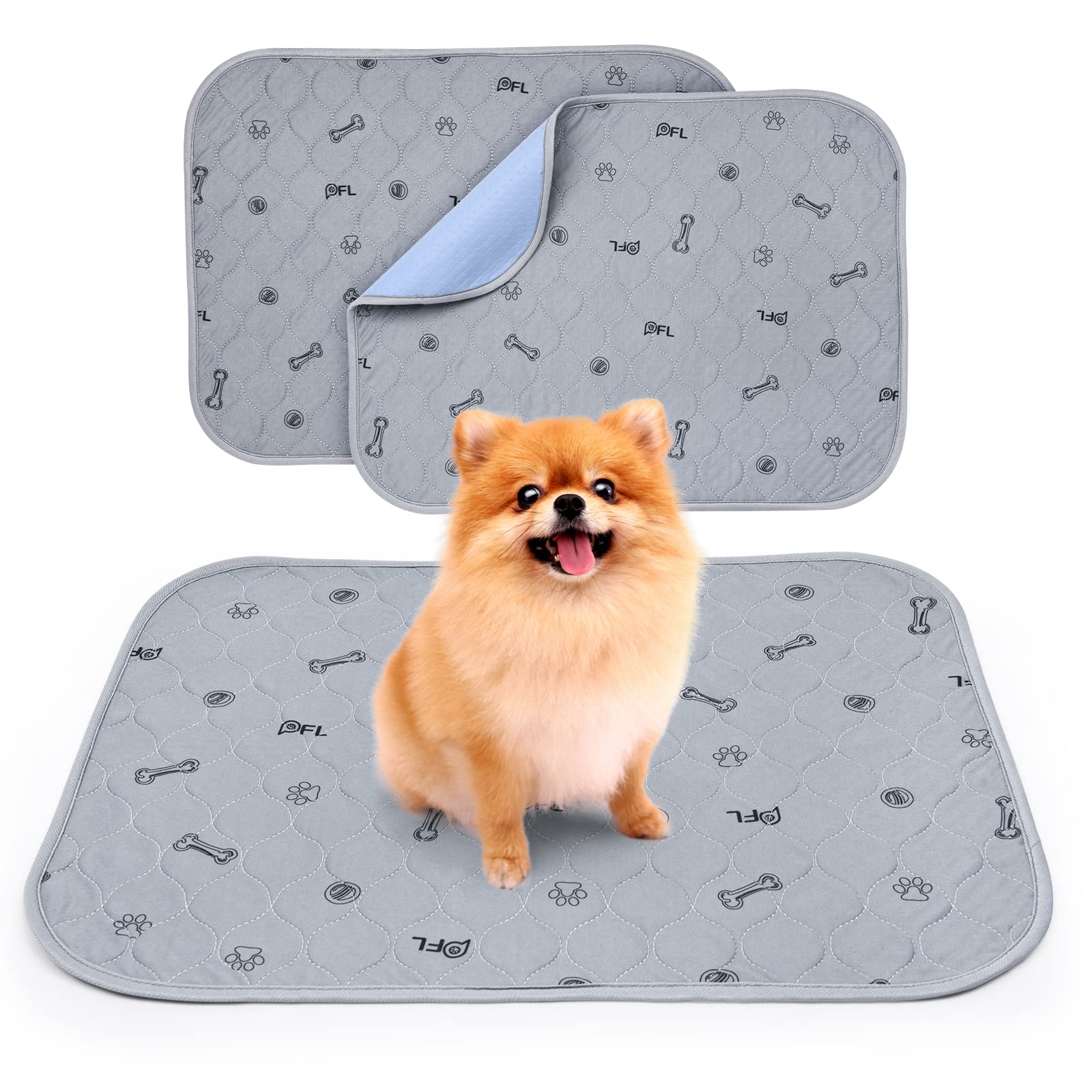 2 Stück sehr saugfähig Welpenunterlagen, 46*61cm Wasserdicht und waschbar Puppy Training Pads, rutschfeste Hundedecke für Hundekäfig, Sofa und Boden Grau