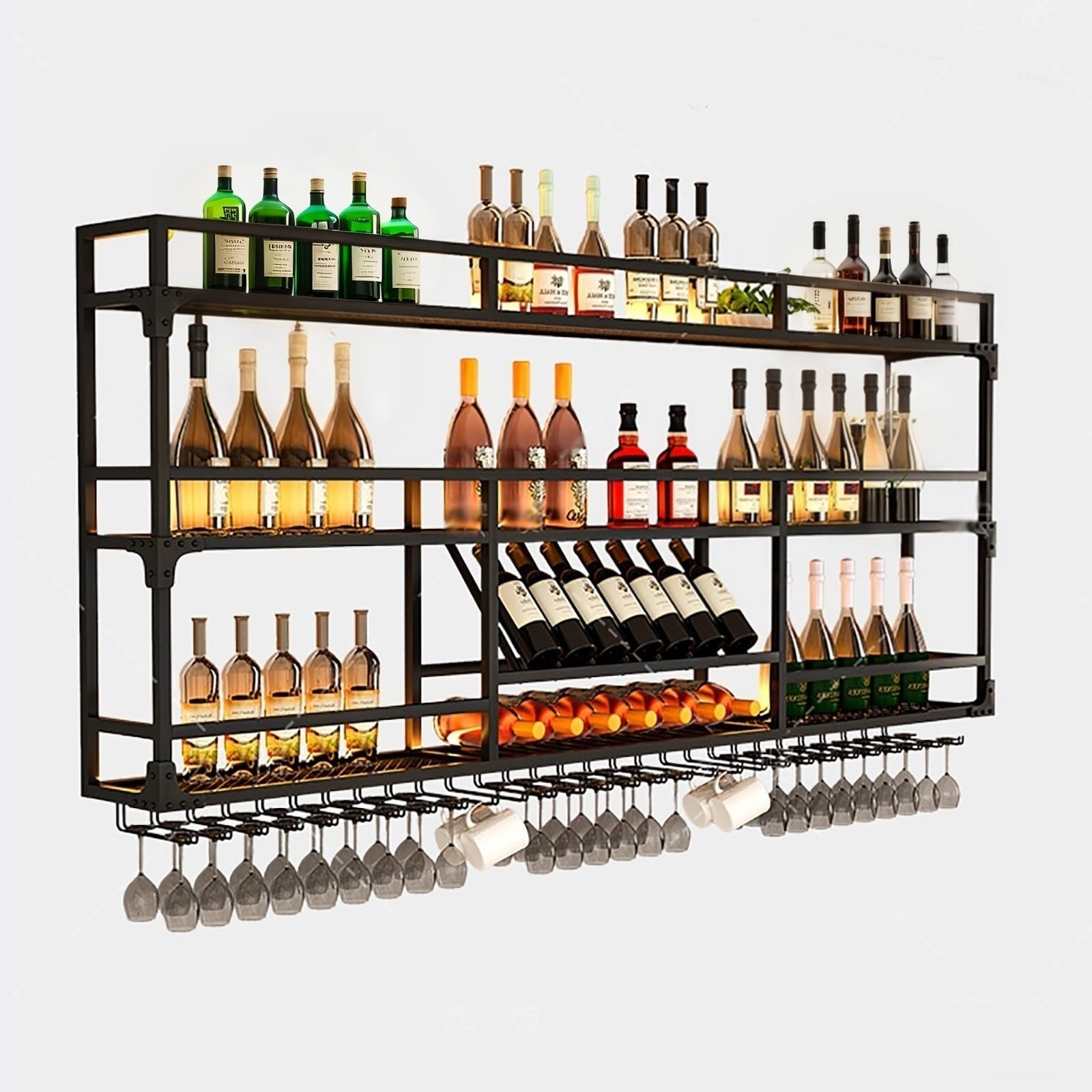 Étagère à vin de 120 cm en métal suspendue, l'élégance du design compact