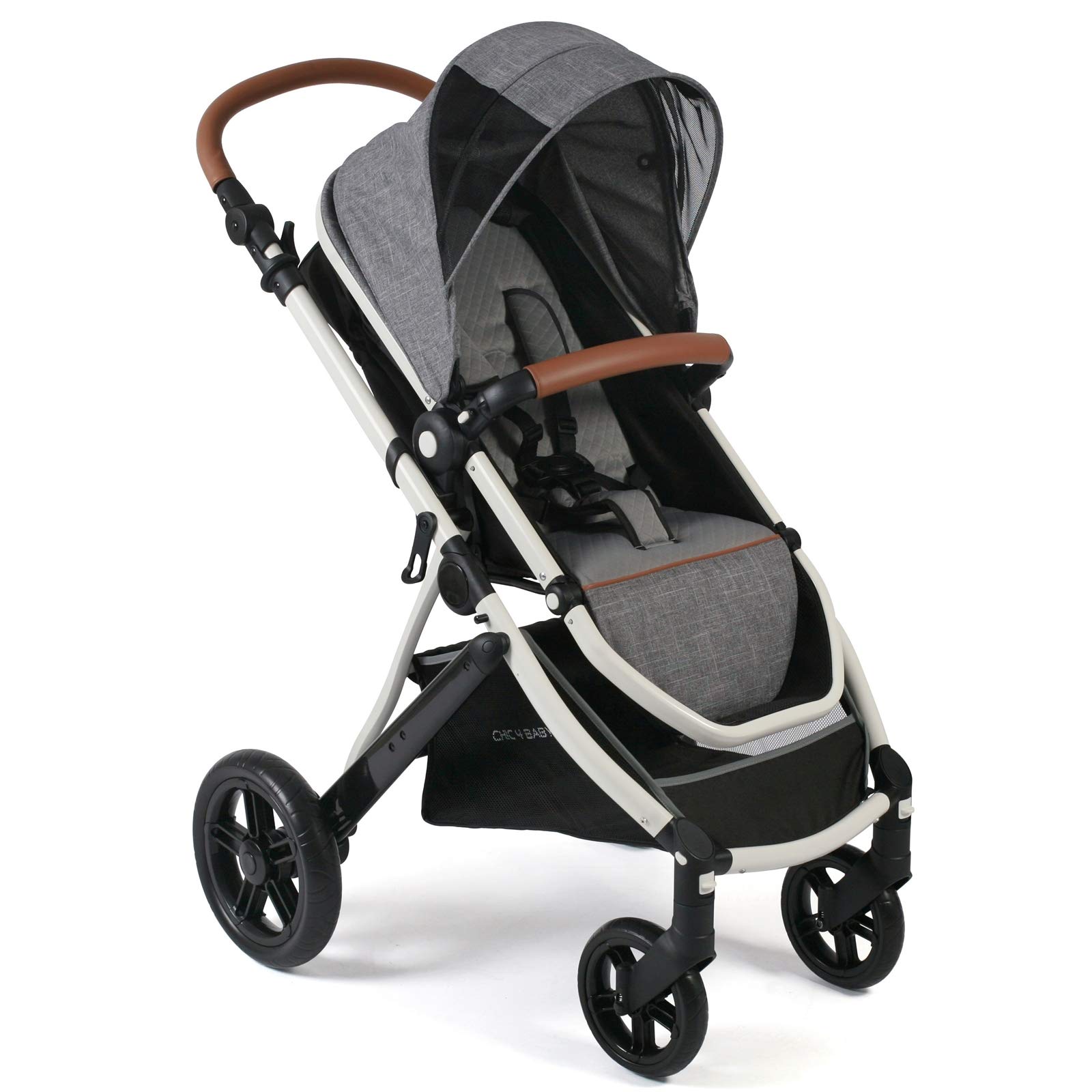 CHIC 4 BABY 177 21 - Passeggino combinato Torre, set con navicella, seggiolino sportivo e adattatore Maxi-Cosi, grigio