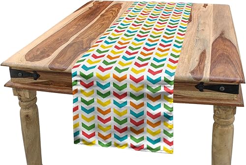 Ambesonne Arrow Table Runner, Illustration of Colorful Repetitive Arrows Pointing Downwards on a Plain Background, Dining Room Kitchen Rectangular