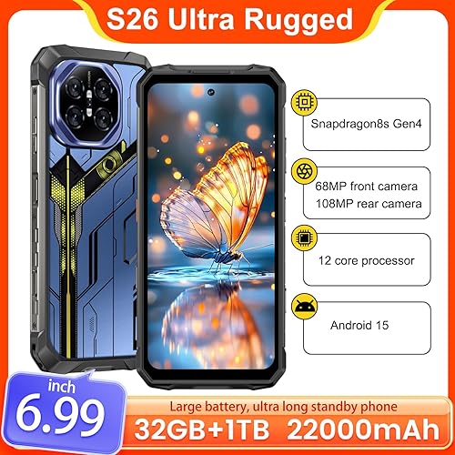 Miniatura 7 de Rugged Armor - Teléfono celular desbloqueado, teléfono inteligente de 6.99 pulgadas, HD, 68 + 108 MP, visión nocturna, Android 15, 22000 mAh,