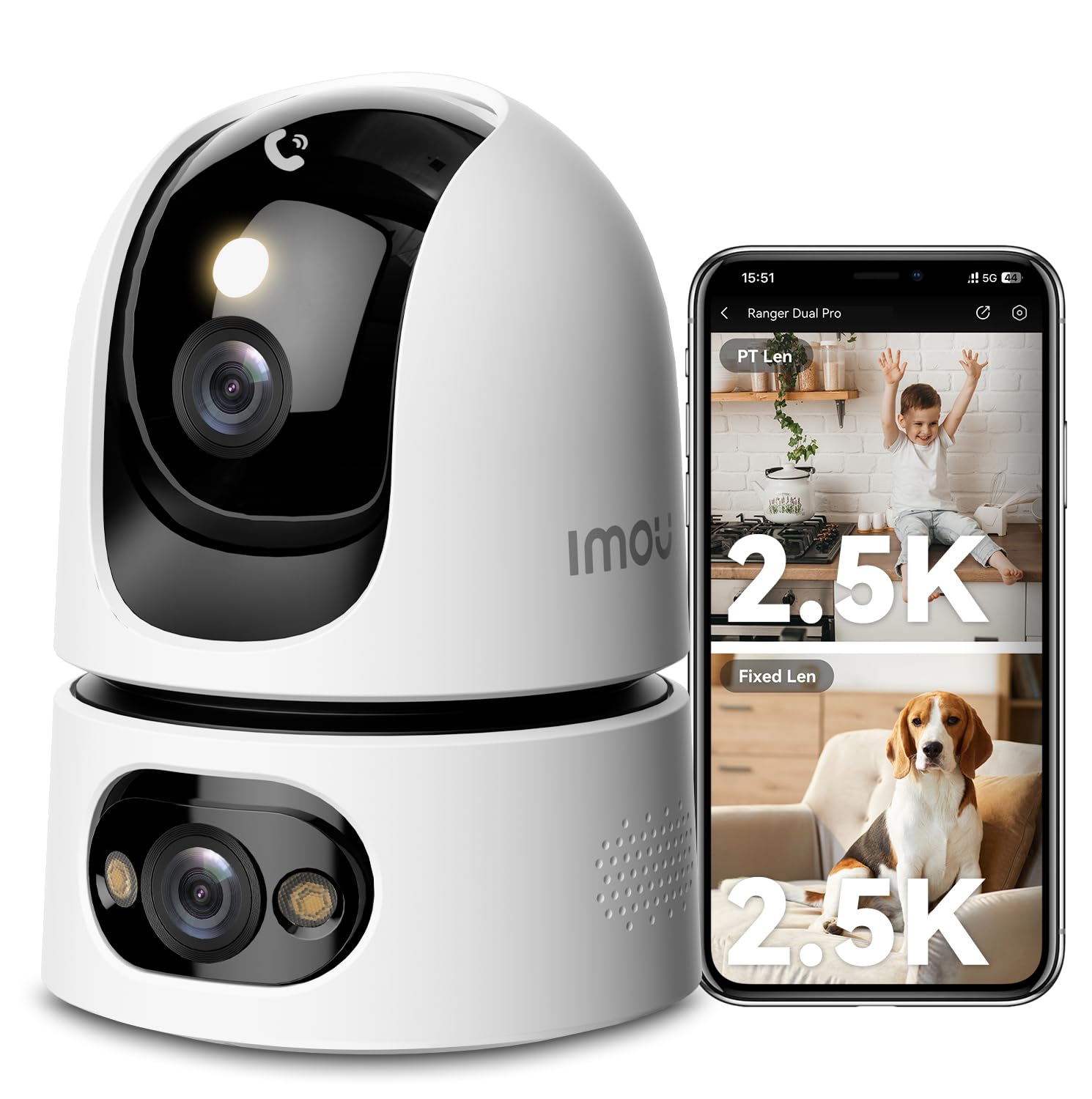 Imou 8MP Security Camera Indoor, Dual-Len 360°Pan-Tilt Baby Monitor Pet Camera for Home Security, 2.4/5GHz WiFi, Work with Alexa & Google Home, Color Night Vision, Human/Pet Detection, No Monthly Fees