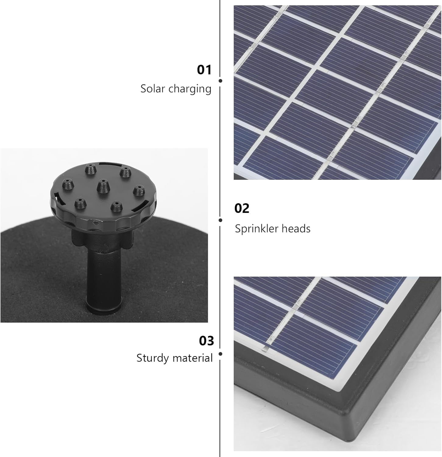 Solar Powered Fountain Pump with Sprayers for Outdoor Garden Pond, Plastic Floating Water Pump Set for Patio Water Feature and Landscape Fountain