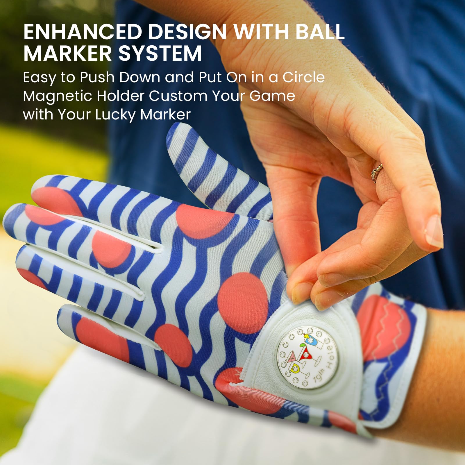 FINGER TEN Women's Golf Gloves, Breathable Rain Grip, Anti-Slip, Weathersof, Blue, Medium, Right & Left - Image 4