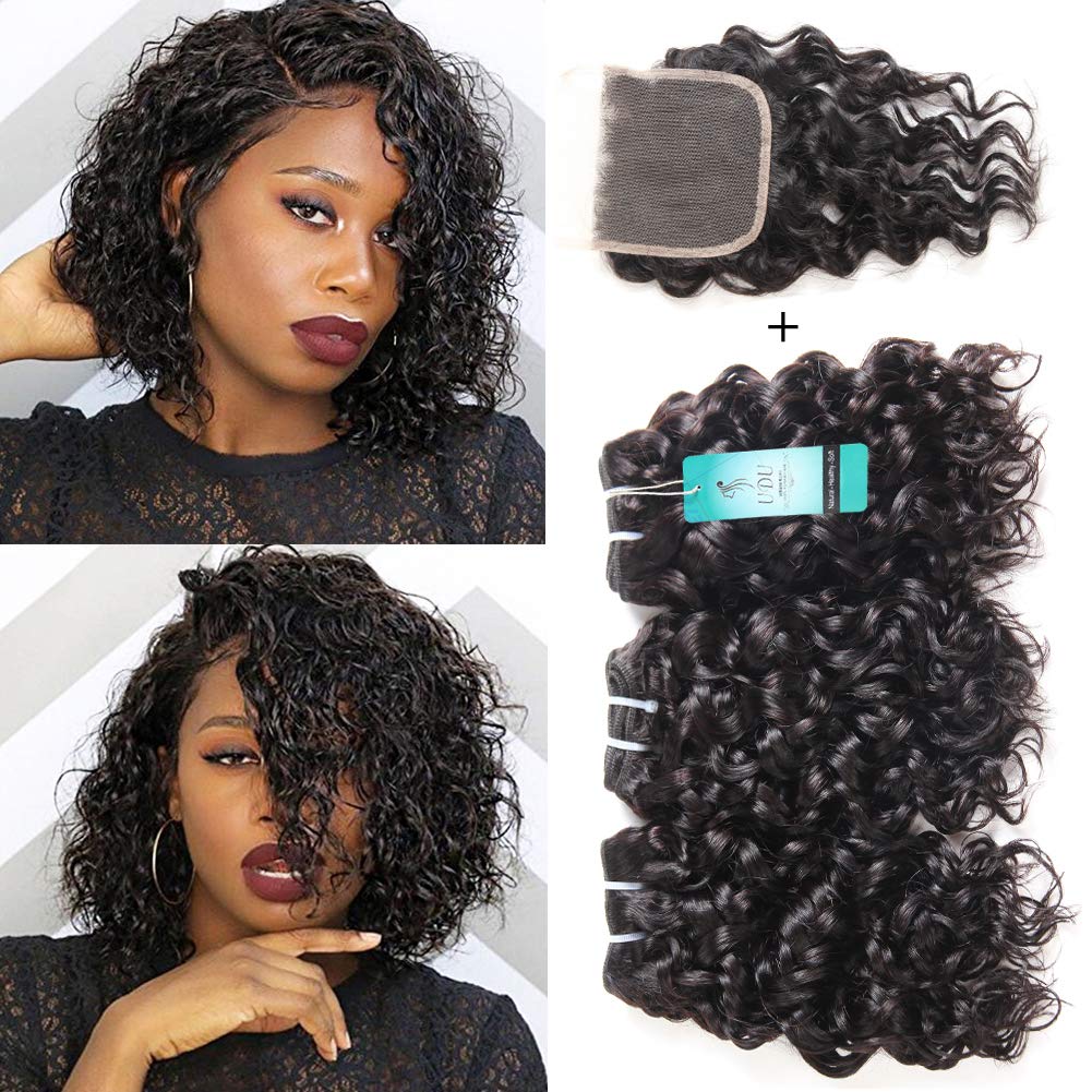 Violet Beauty Water Curly Deep Wave Bundles With Closure Brazilian