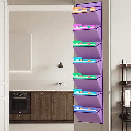 Miniatura 4 de ANIZER Soporte para archivos montado en la pared, organizador de correo para colgar sobre la puerta, bolsa de almacenamiento de documentos para