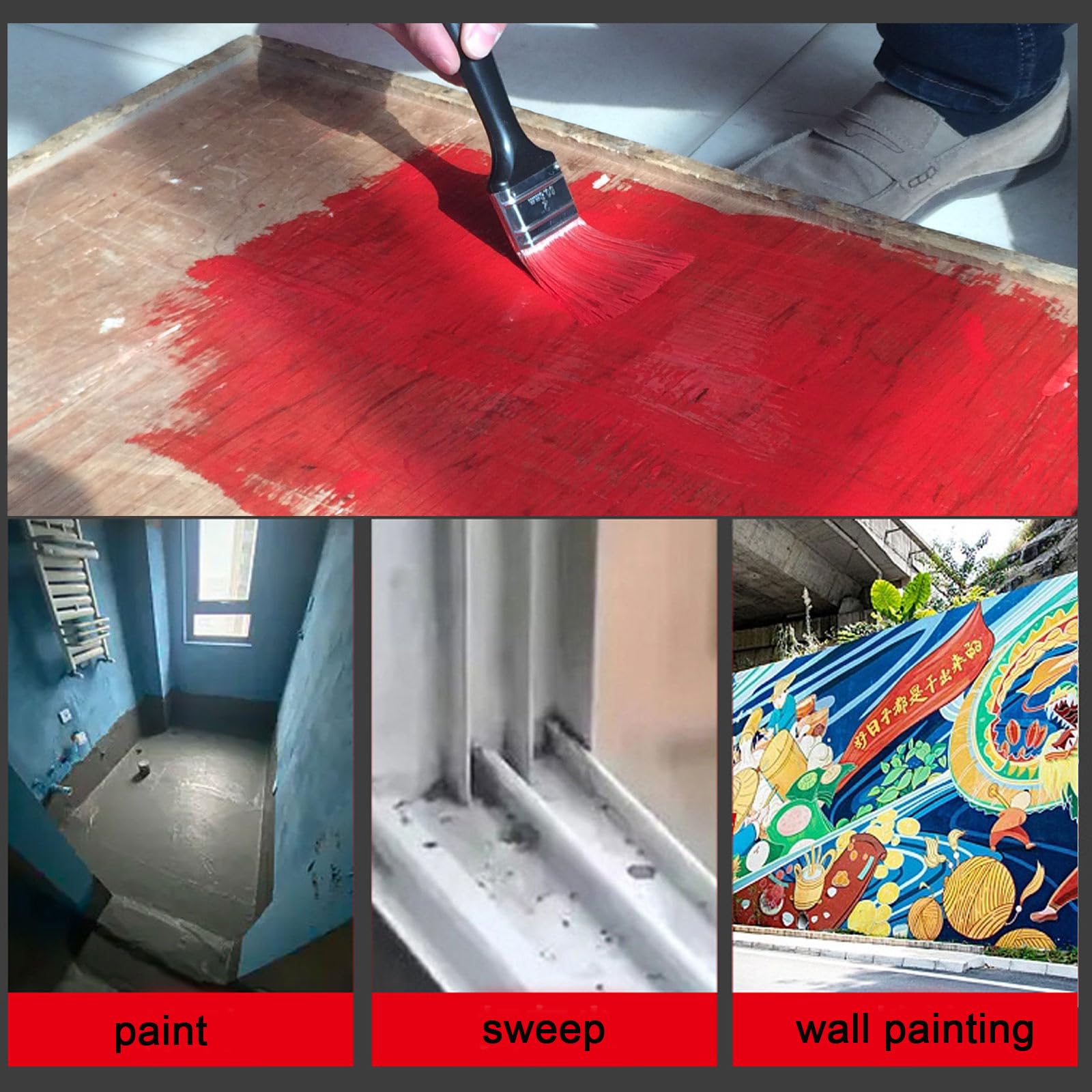 Brocha de pintura de 5 cm, pinceles de pintura para manchas, herramienta plana con mango de plástico tratado para pintar, colorear y manualidades (10 piezas)