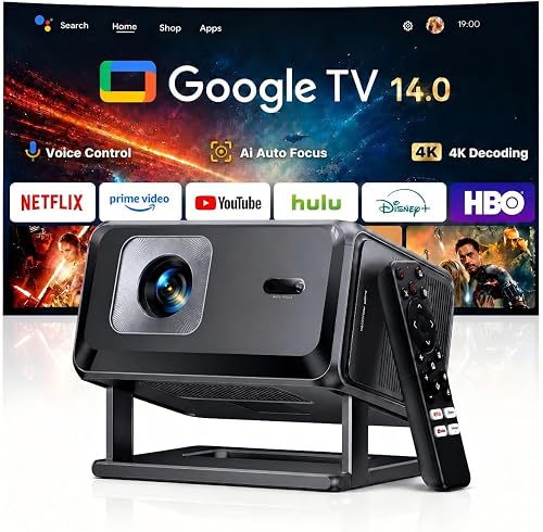 Vidéoprojecteur 4K【Google TV & Contrôle Vocal】 Projecteur TOPTRO