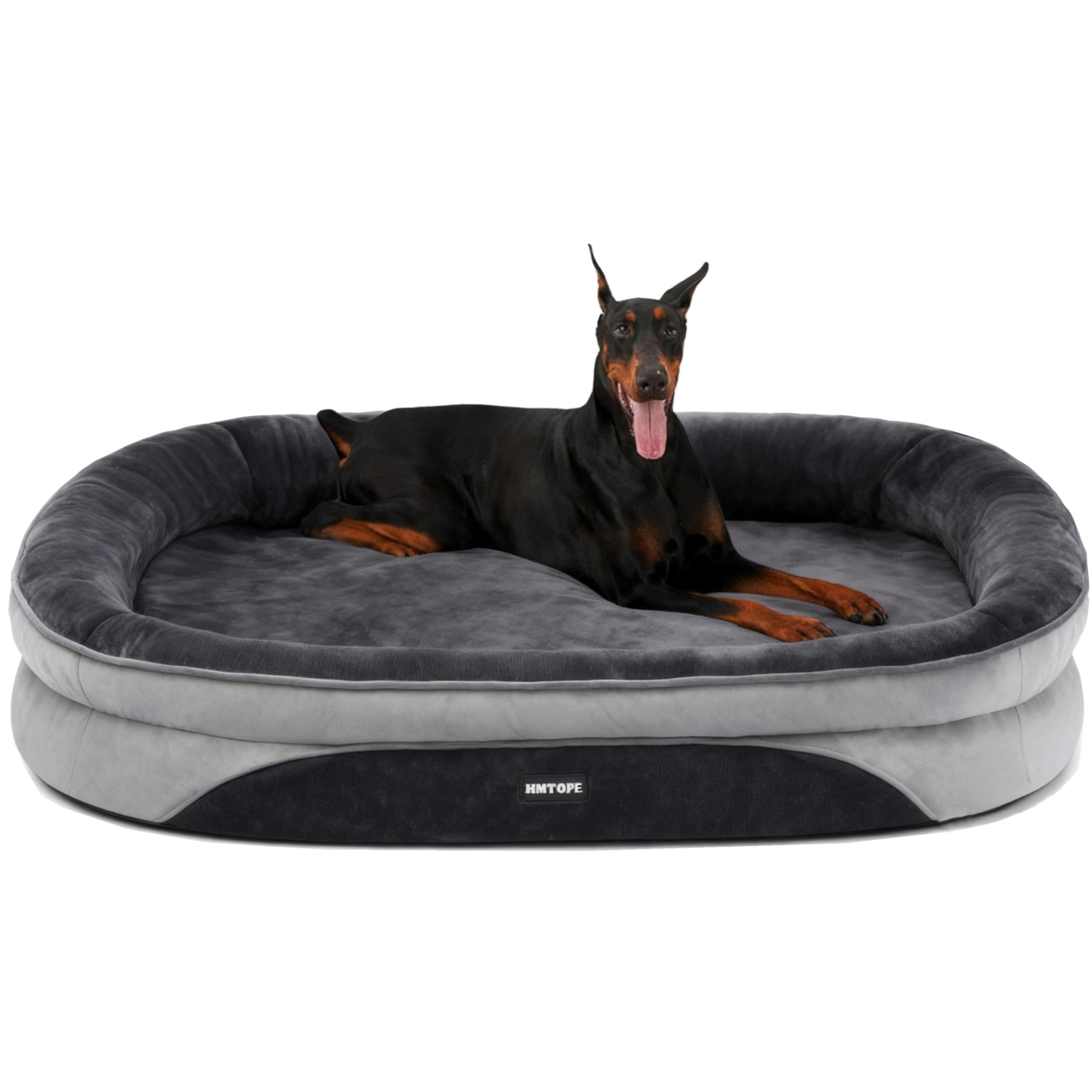 HMTOPE Orthopädisches Hundebett, Hundesofa, Vierseitiges Nackenrolle Kissen, rutschfeste Unterseite Hundekorb, Abnehmbar und Waschbar