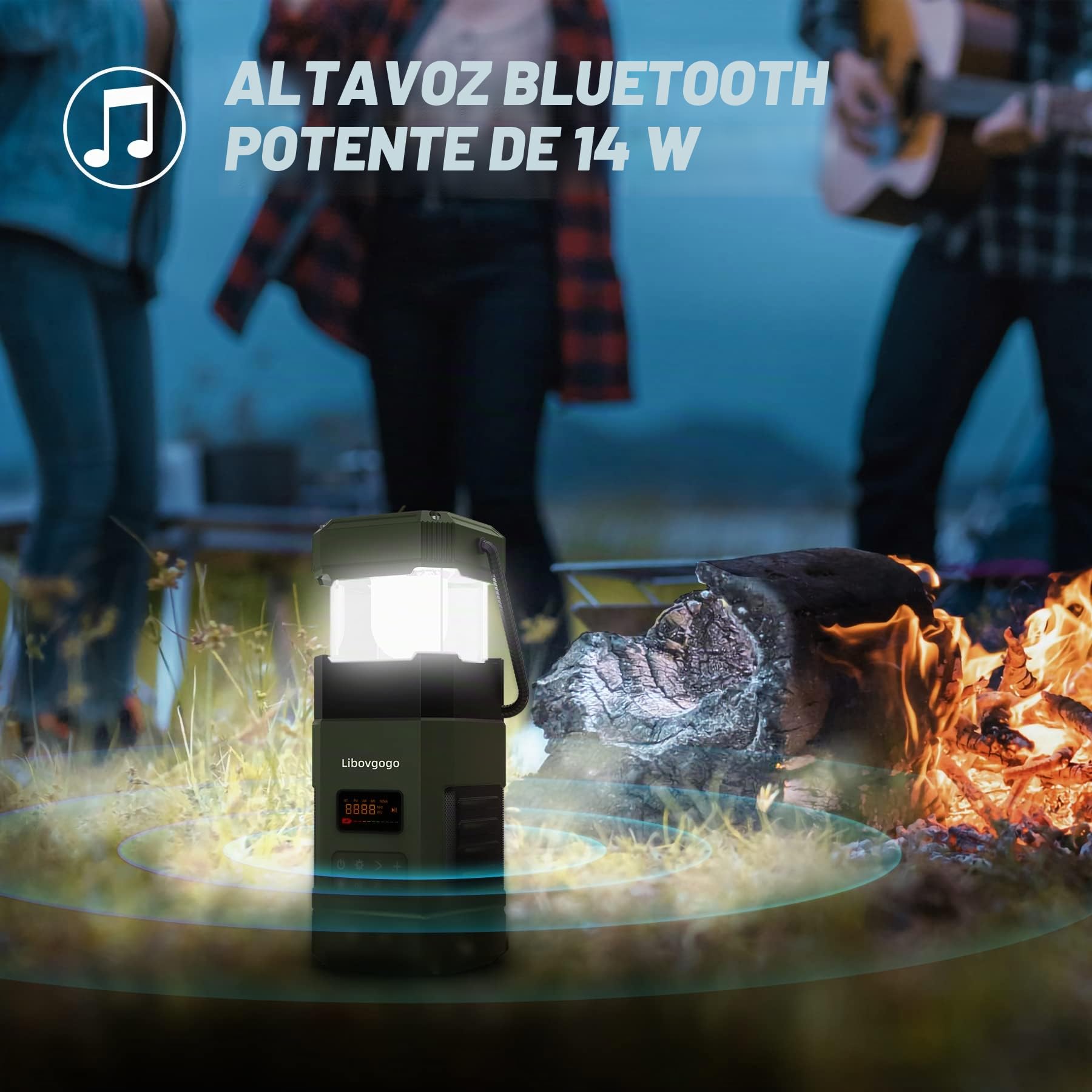libovgogo Radio de emergencia con manivela, lámpara de camping Radio AM FM, péndulo LED, linterna con pilas, lámpara de camping, linterna solar al aire libre con altavoz bluetooth