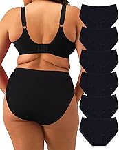 Levao Women's Plus Size Comfort Briefs Women's Cotton High Waist Soft Panties Lace Cotton Underwear Bikini Panties, Pack of 6