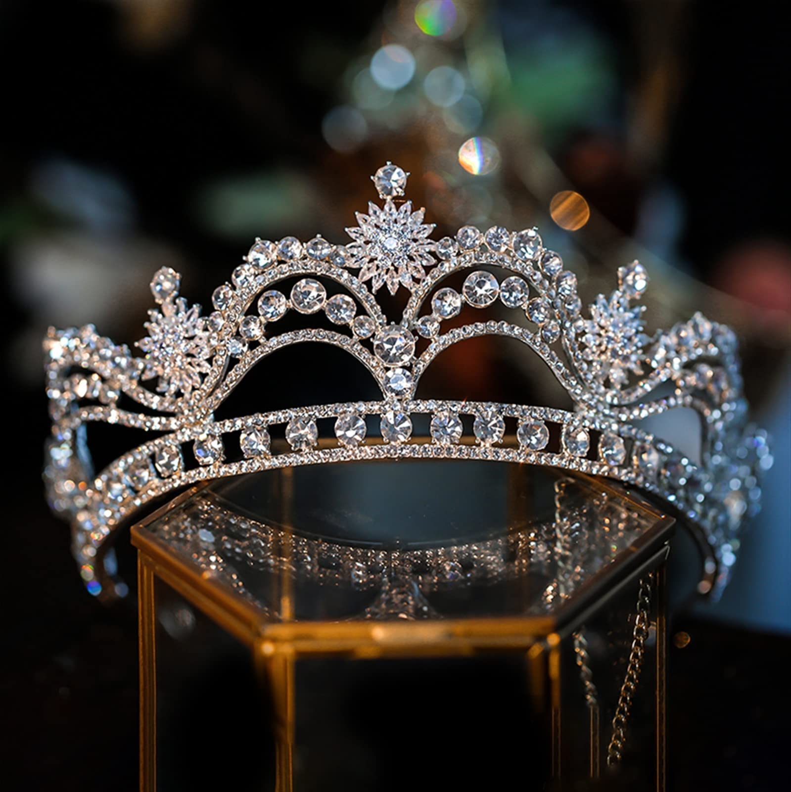 Ręcznie robione kryształowe kwiaty tiary ślubne korony Rhinestone korowód Prom Diadem panna młoda z pałąkiem na głowę ślubne akcesoria do włosów obręcz do włosów