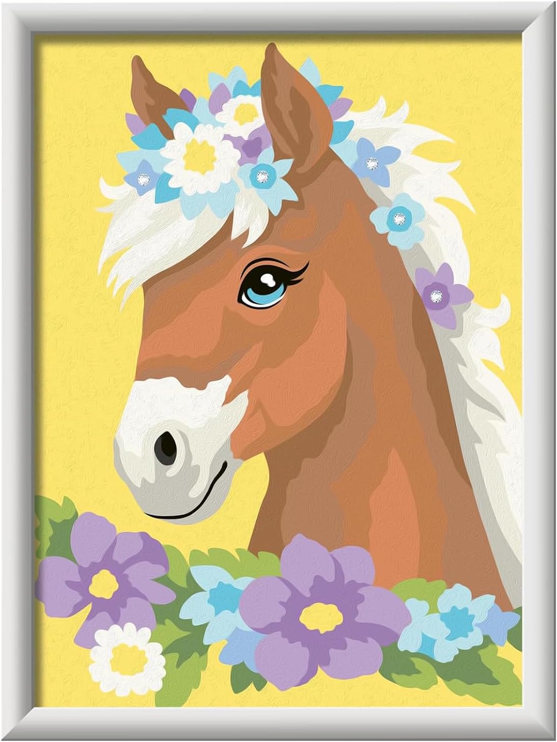 Ravensburger - Creart D: Horse | Paint by Numbers Children + Stickers | Children's Craft Kit with Glitter Stickers | Complete Children's Painting Kit | Gift for Girls 9 Years | Includes Frame 18 x 24