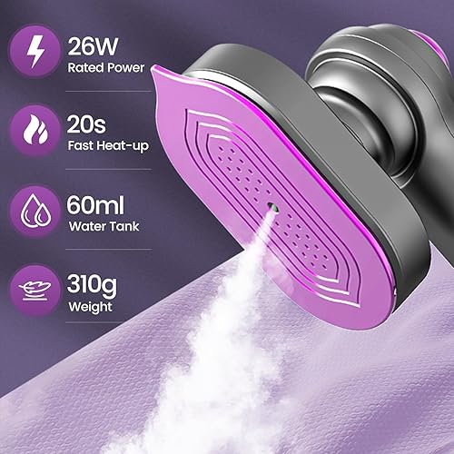 Miniatura 4 de Yowcaw Plancha de viaje con vaporizador portátil de vapor para ropa, plancha de vapor de mano giratoria de 90, mini planchado portátil para ropa,