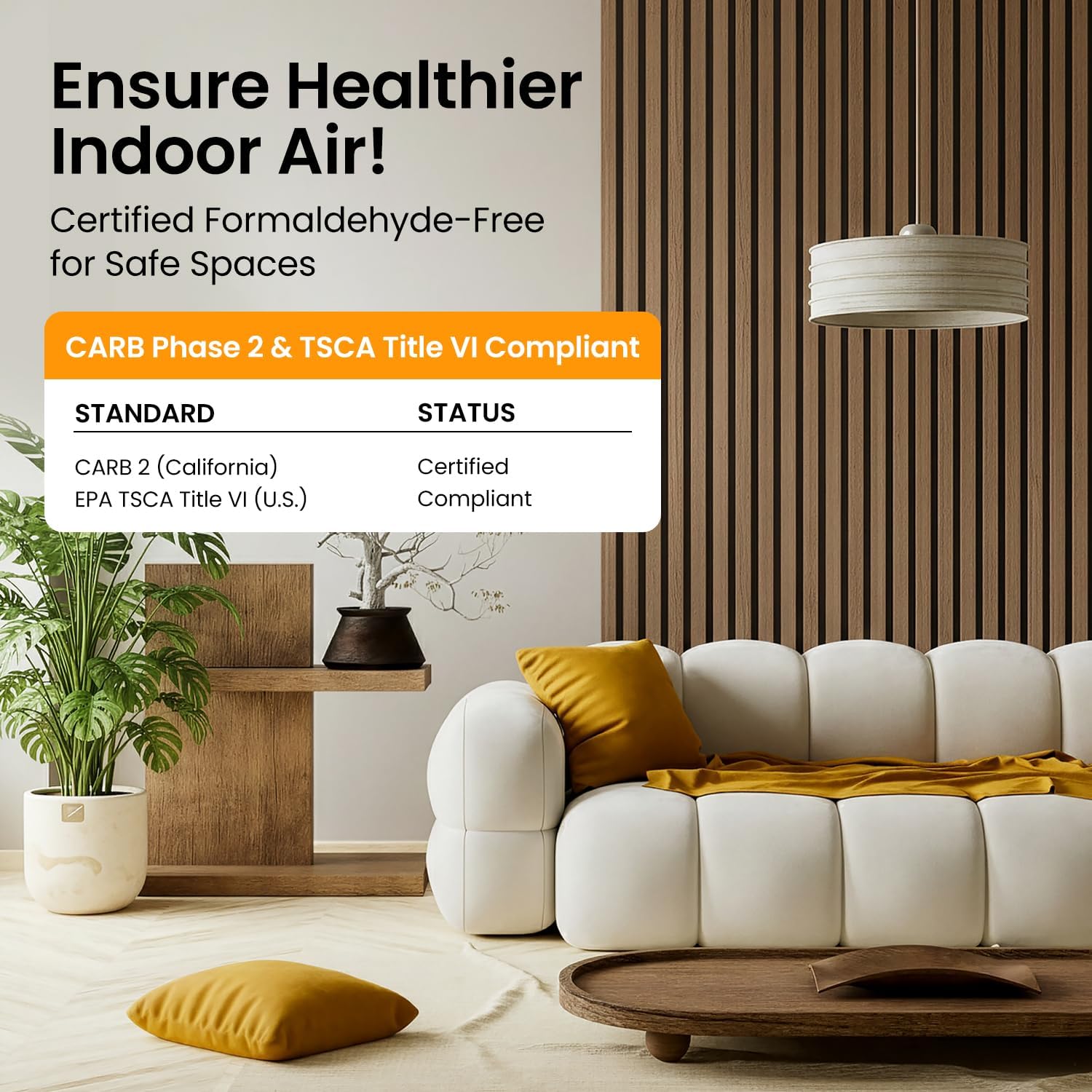 2 Pack Wood Slat Acoustic Panels - 47.25" x 20.5" - 3D Fluted Sound Absorbing Wall Panels with Wood Finish - Noise Reduction & Modern Design Hampton Oak