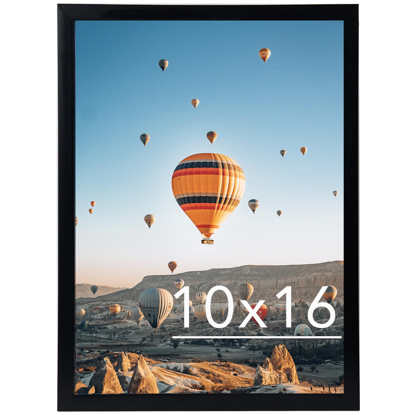 JCJMY 10x16 Picture Frame Black for Wall Hanging, Wall Mounting Horizontally or Vertically, 10 x 16 Wall Gallery Poster Photo Frame with Shatter Resistant Plexiglass, Black
