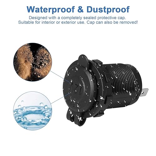 Miniatura 6 de Enchufe para encendedor de cigarrillos, impermeable, 12 V24 V, para automóvil, motocicleta, ATV, RV, CC, 12 V, enchufe impermeable, encendedor de