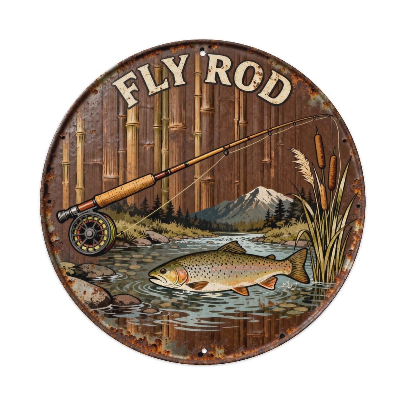 FLY ROD Metal Tin Sign Plaque