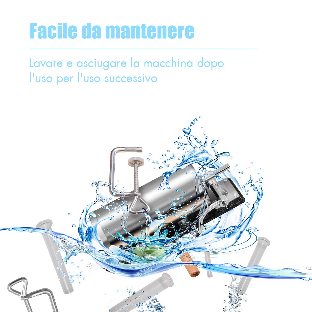 COSTWAY 3kg Insaccatrice per Salsiccia Macchina per Salsicce Insaccatrice Manuale in Acciaio Inossidabile, Salsicce Siringa con 4 Tubi di Riempimento