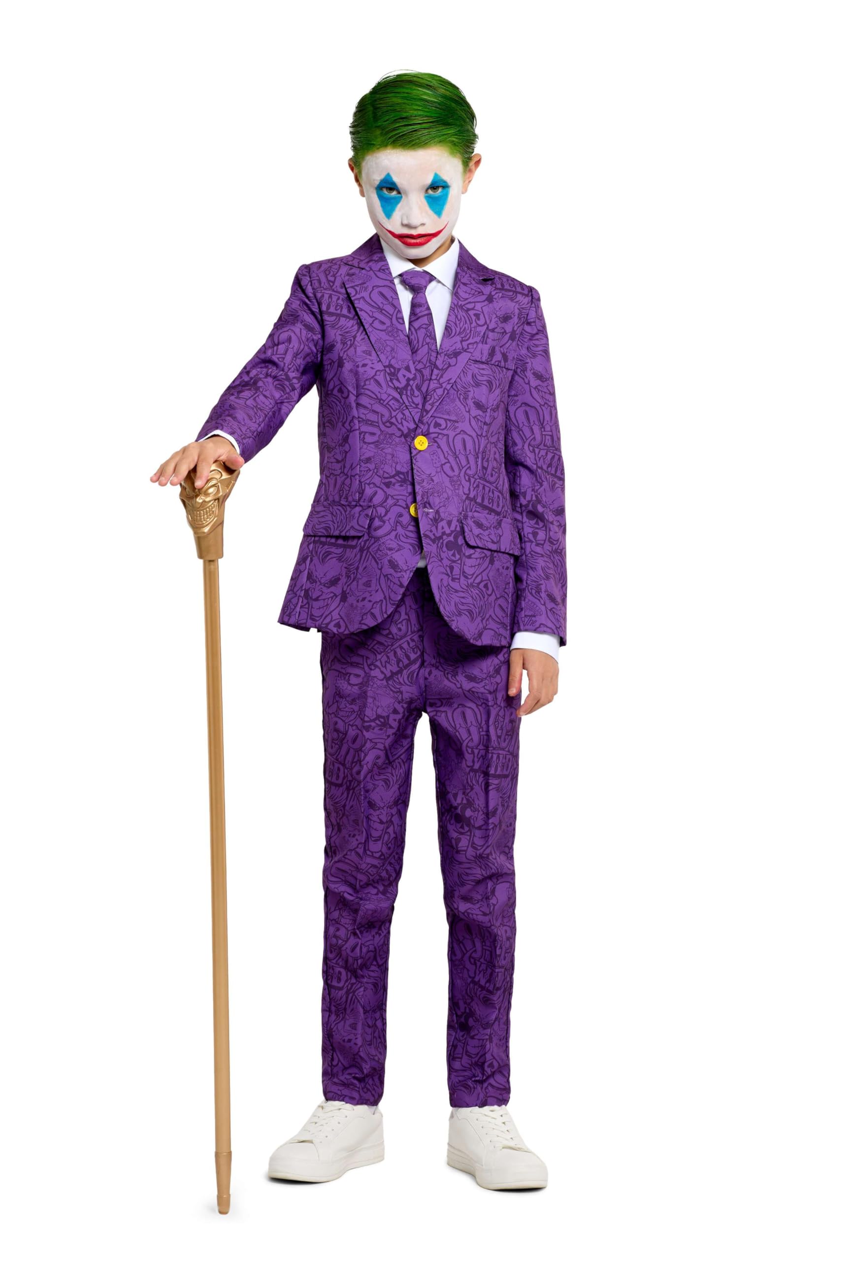 OffstreamKids The Joker Outfit - Halloween, Batman Villains Outfit for Boys - Including Blazer, Pants and Tie - Purple