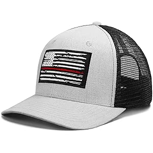 American Flag Hat, Baseball Cap for Men Women, Adjustable Snapback Hats USA Flag Trucker Hat Black
