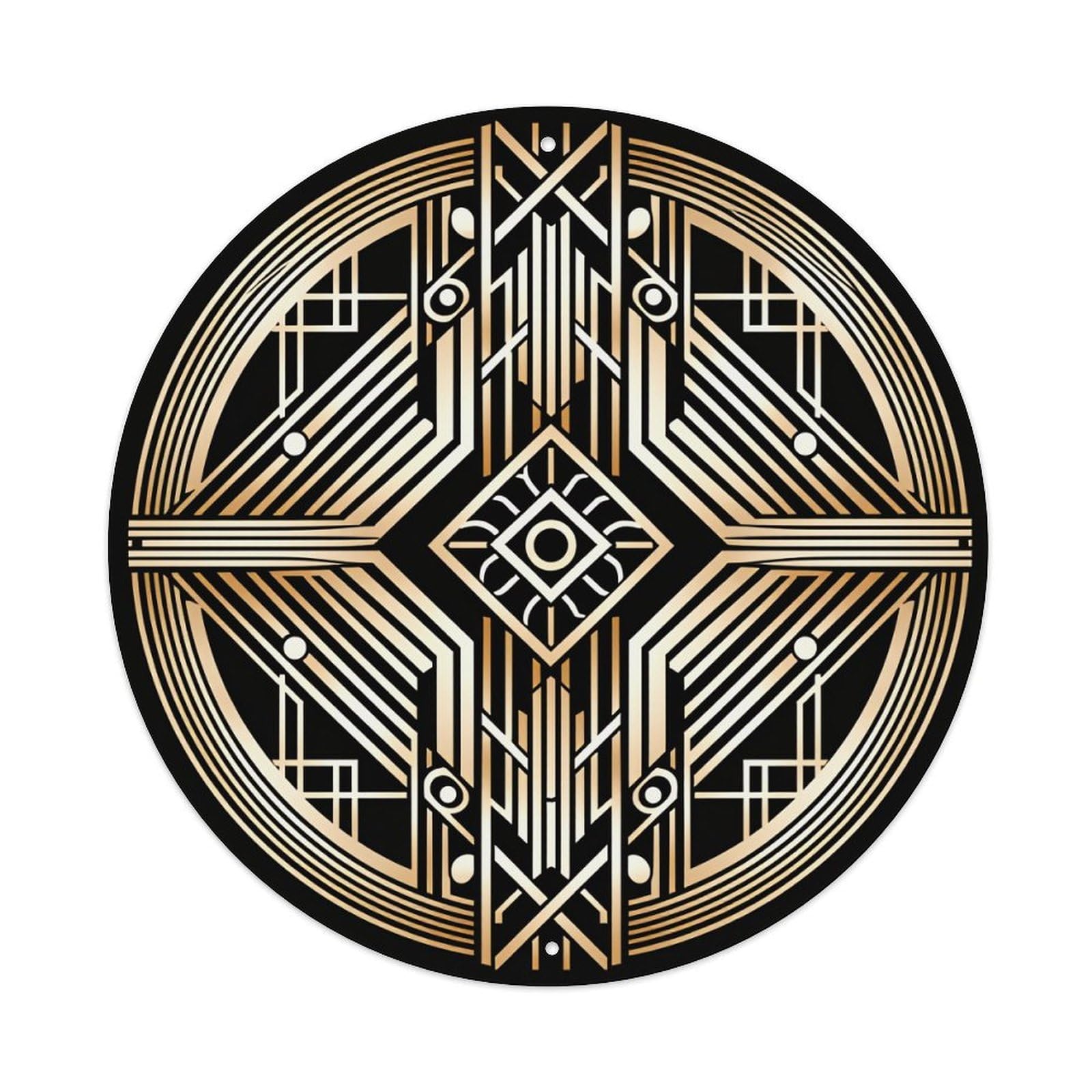 Jdfenggu Vintage Art Deco Geometric Circular Pattern Design Retro Metal Tin Sign, Metal Poster For Bar, Home, Man Cave, Kitchen, Laundry Room Art Decor 8X8 Inch