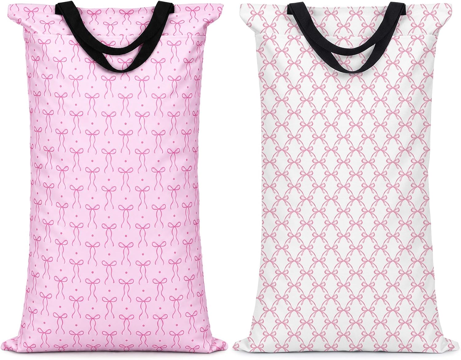 Hsei 2 Pcs Large Pink Bow Reusable Hanging Wet Dry Bag for Baby Item Diaper