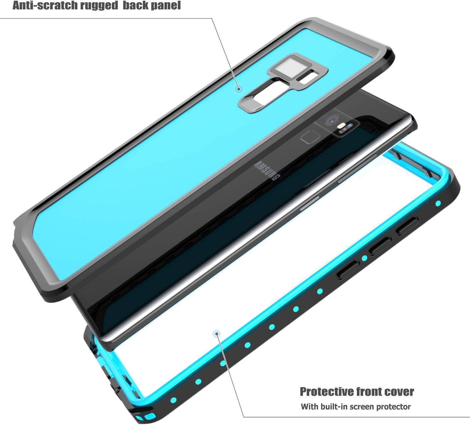 SPIDERCASE for Samsung Galaxy Note 9 Waterproof Case, Shockproof Snowproof Dirtproof, Waterproof Case for Samsung Galaxy Note 9 (Teal)