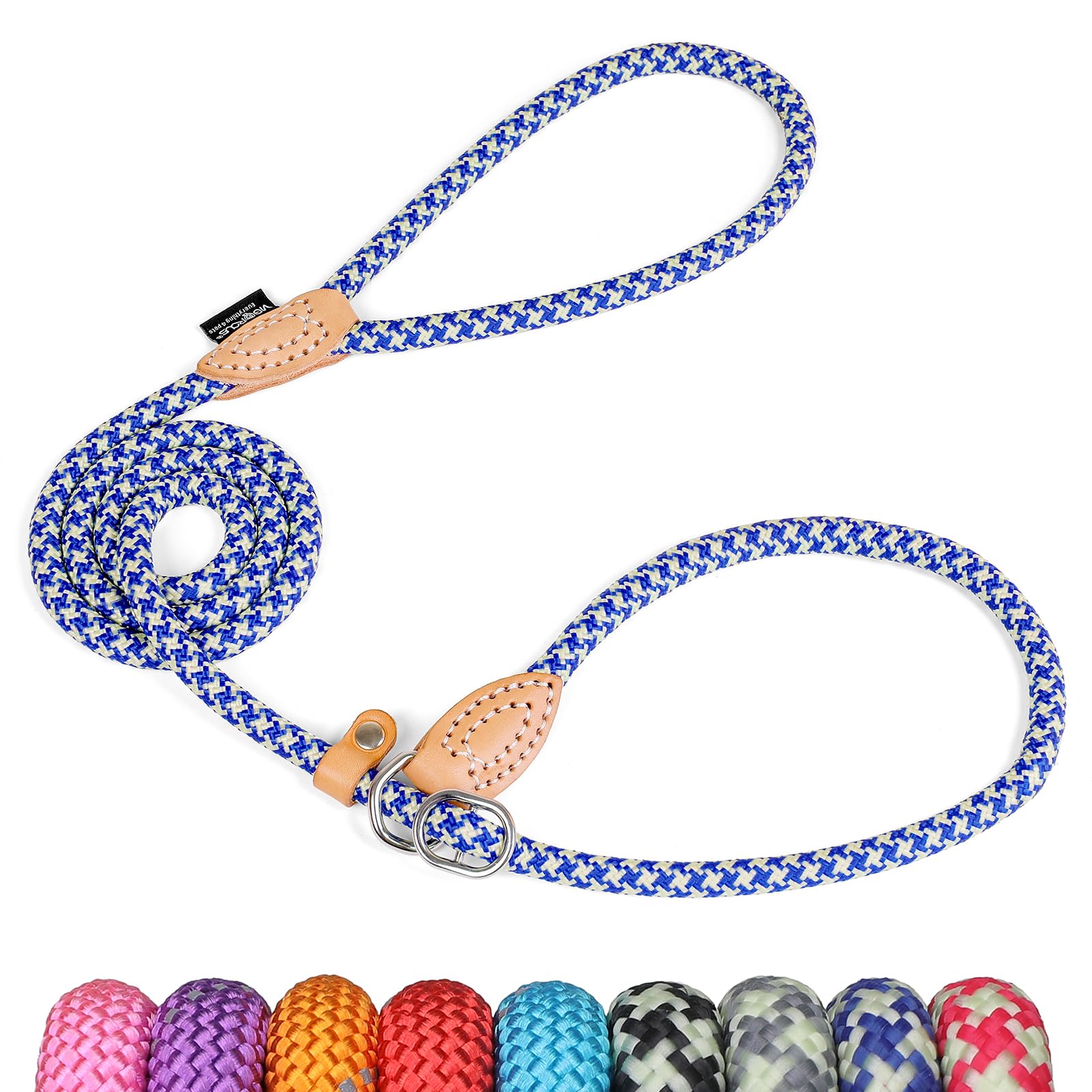 Grand Line Correa Adiestramiento Perro, 150 cm Correa de Lazo Perro, Reflectantes y Ajustable Correa Perro Entrenamiento Cuerda para Perros Pequeños, Medianos, Grandes (6mm, Azul Verde)