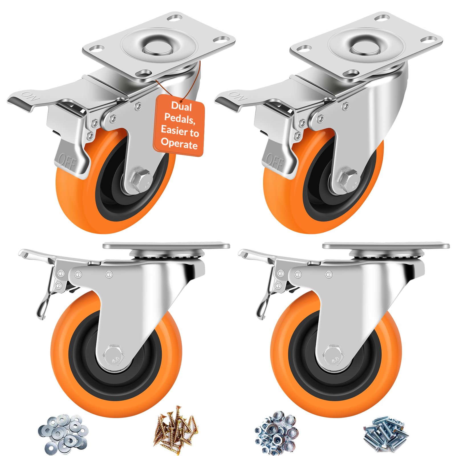 Heavy Duty Caster Wheels - 4" Swivel Casters -1