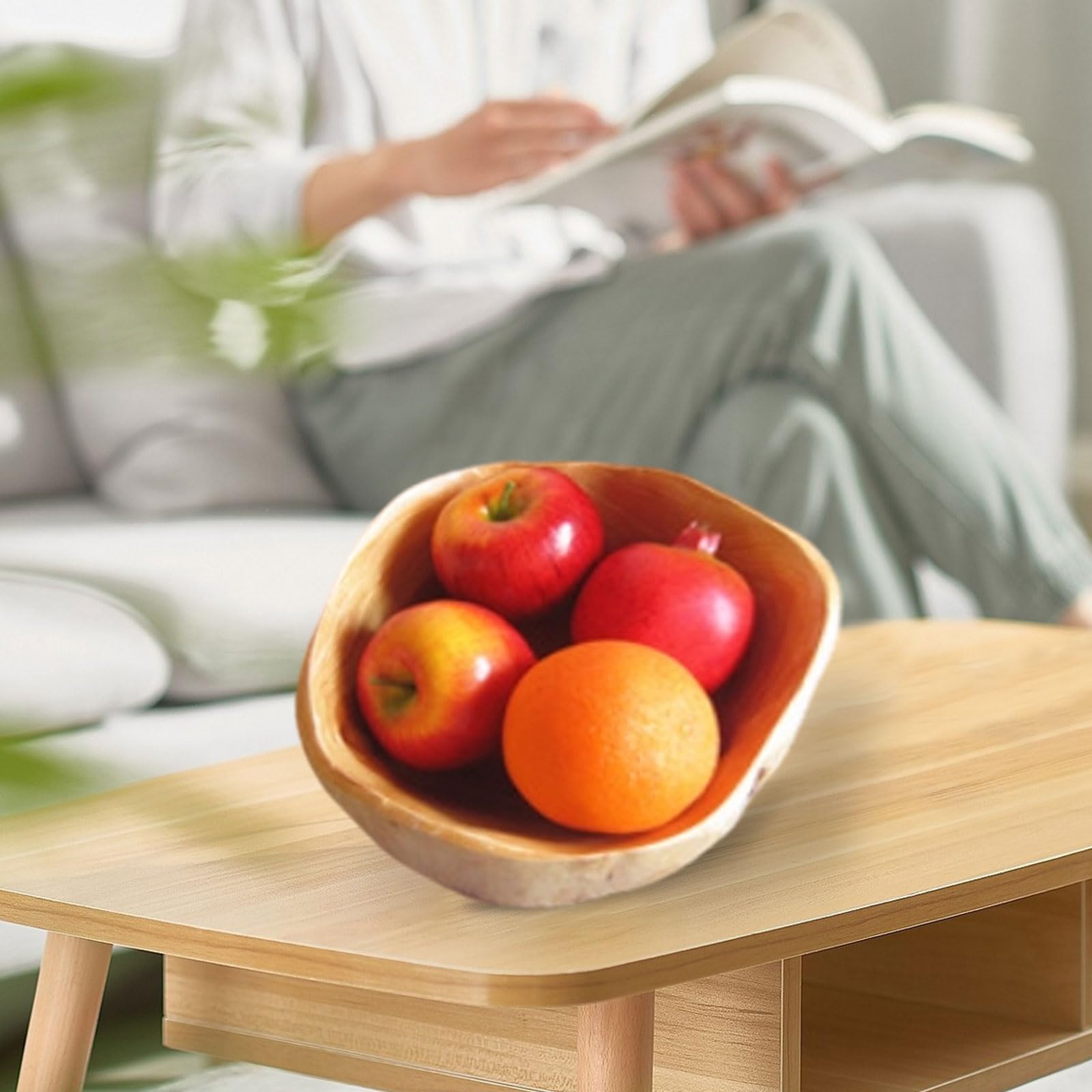 Leikurvo Ciotola per frutta in legno naturale, decorativa, realizzata a mano, per insalate, snack, frutta, chiavi (21-30 cm