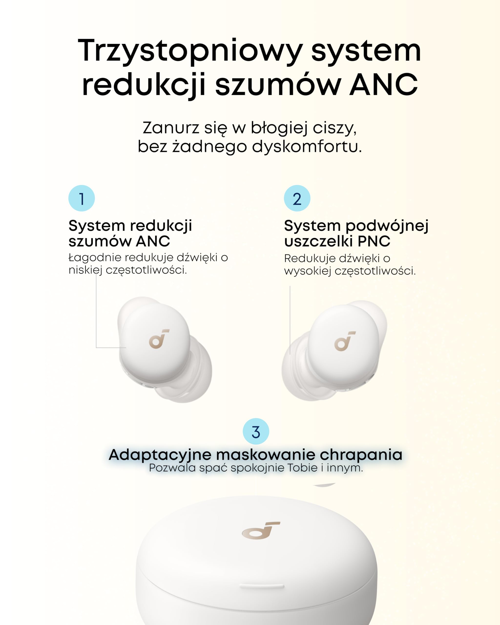 Soundcore Auricolari Sleep A30 di Anker, Cuffie per il Sonno con Cancellazione Attiva del Rumore, Sistema Adattivo di Mascheramento del Russare, Massimo Comfort per Sonno Laterale, 45 Ore di Gioco