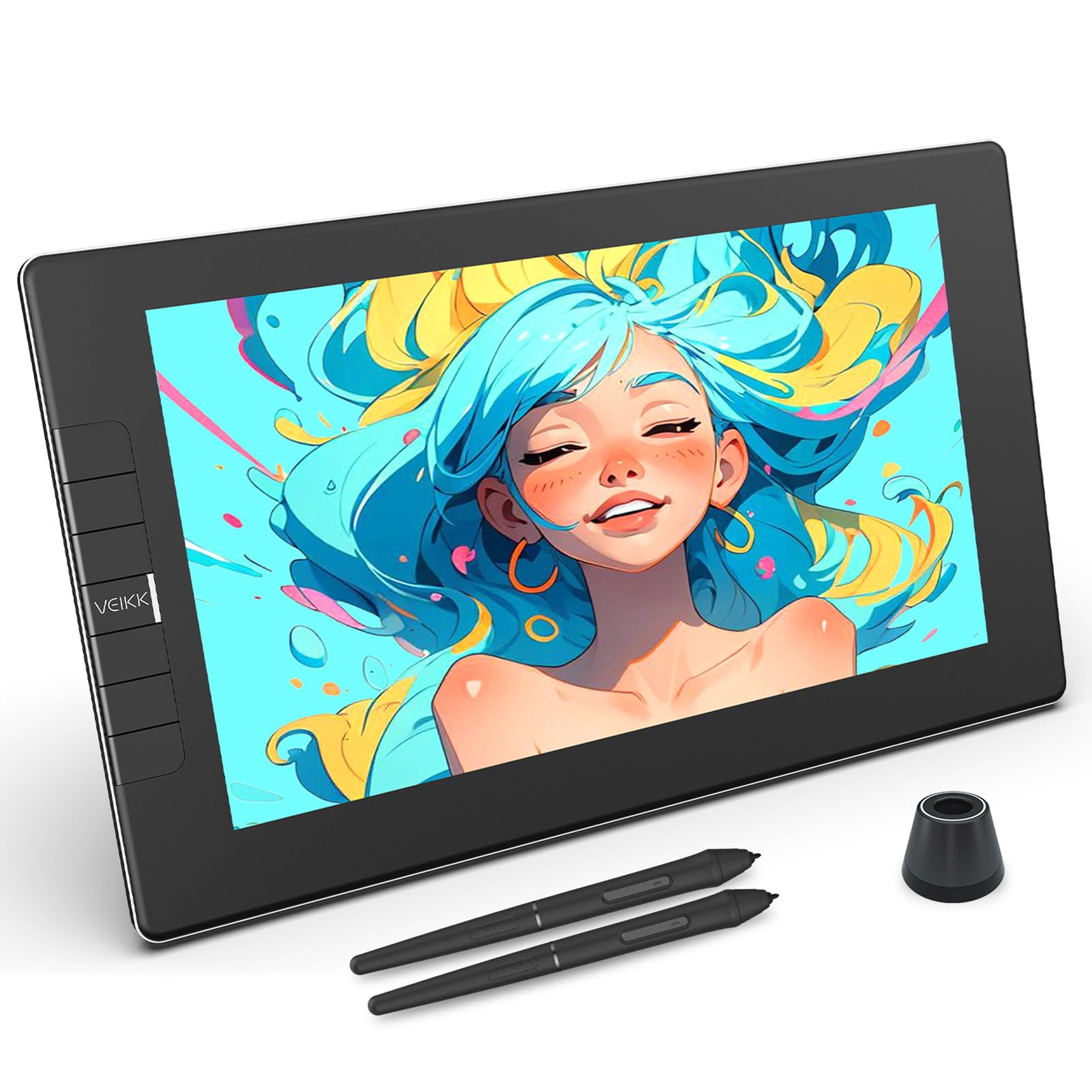 VEIKKVK1200 Drawing Tablet with Screen,11.6 inch Full-Laminated Screem Drawing Monitor Pen Display with 6 Shortcut Keys and 8192 Levels Battery Free Stylus Pen,Compatible with Windows/Mac/Linux