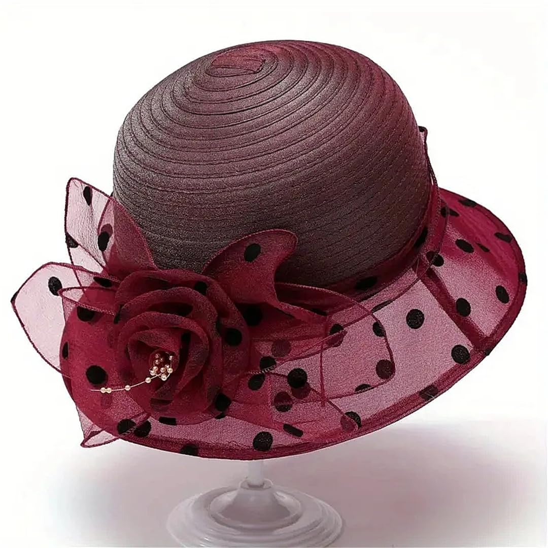Yeuyyben Cappello da pescatore da donna con decorazione floreale, alla moda, elegante, da viaggio, cappello da pescatore per vacanze