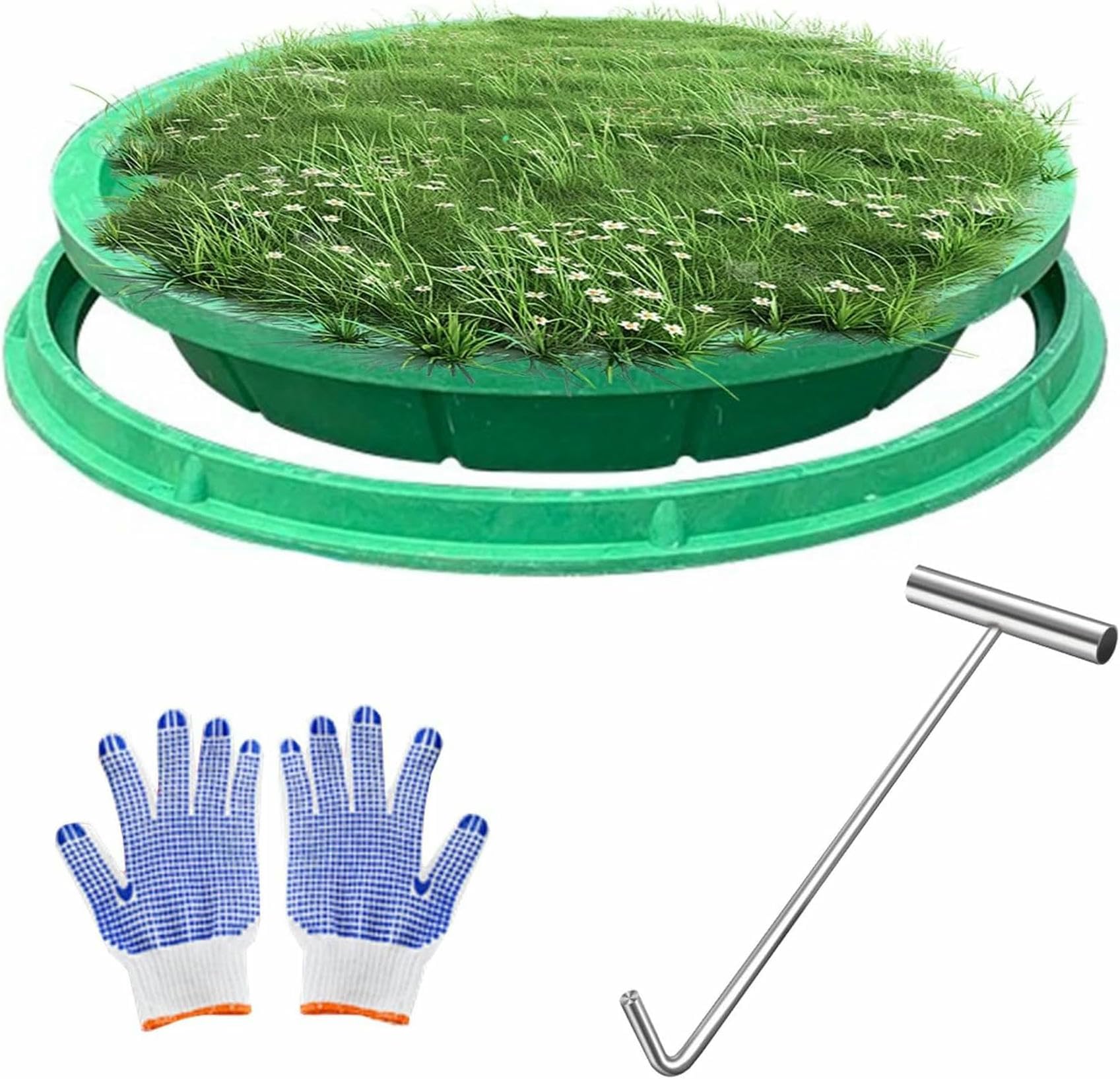 Couvertures de trou d'homme invisible en résine pour cacher un regard de jardin