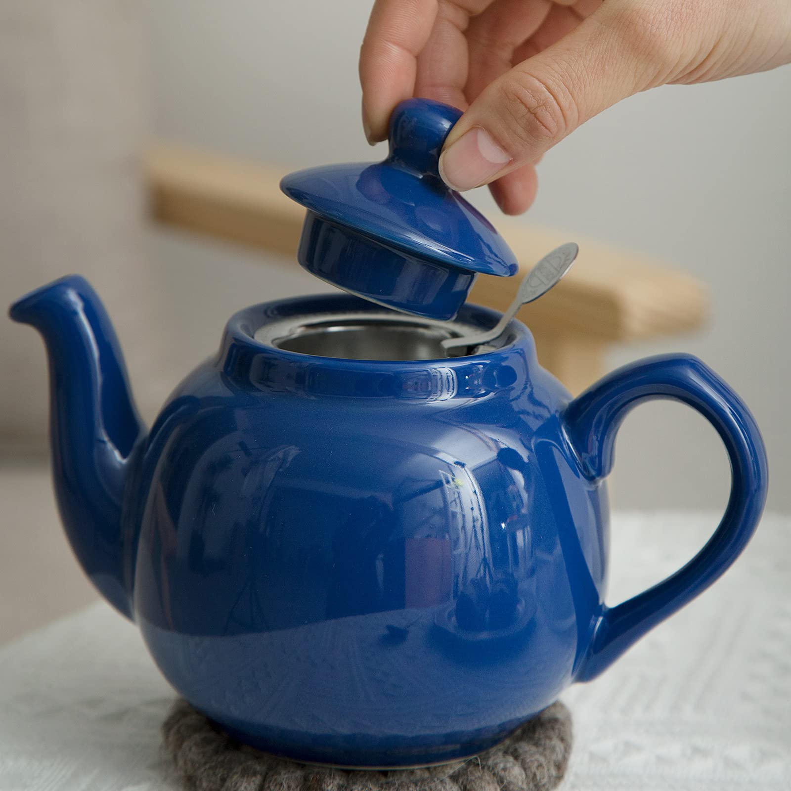 London Pottery Théière rustique avec infuseur, en céramique, bleu France, 2 tasses (600 ml)