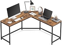 VASAGLE Bureau d’Angle, Table en L, pour Travailler, Réviser, Gaming, Gain de Place, Montage Facile, Style Industriel, Marron Rustique et Noir LWD73X
