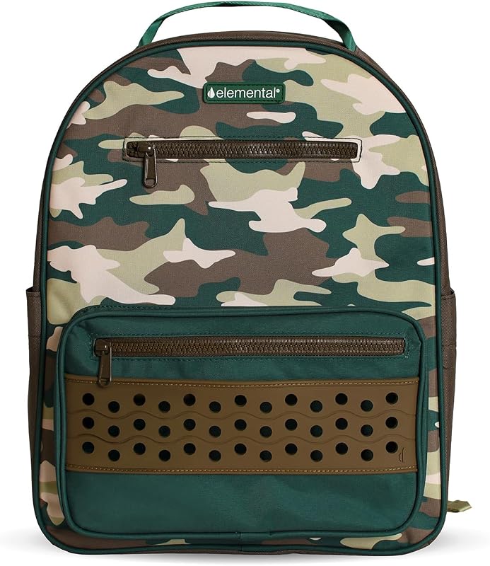 School Kids Backpack for Boys Ages 4-8, 15-Inch Green Camo Backpack for Kindergarten & Elementary, Lightweight Bookbag with Padded Straps, Chest Strap, Charm Panel & Name Tag