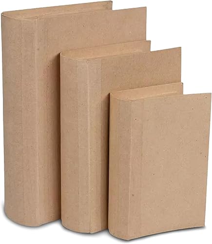 Hobby Lobby Caja rectangular de papel macé (juego de 3) Cajas de libros falsos lisas para decoración de bricolaje Caja de almacenamiento para