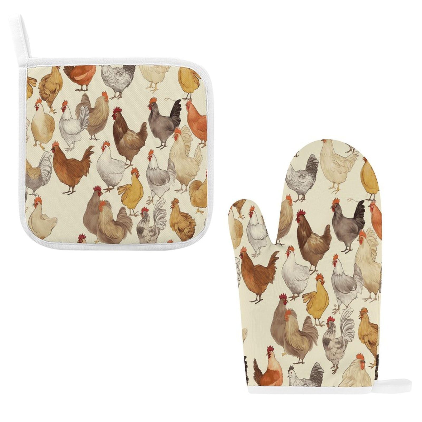 Btcowzrv Style A Brood Of Chickens Oven Mitts And Pot Holders 2Pcs Set