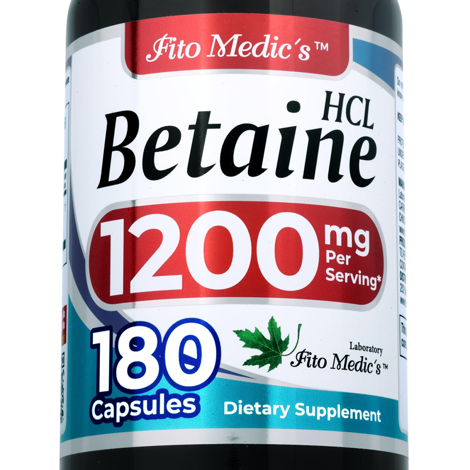 FITO MEDIC'S Lab | Betaine hcl | Betaine Hydrochloride |180 Capsules |1200 mg |Betaine | Betaine Hydrochloride Supplement.