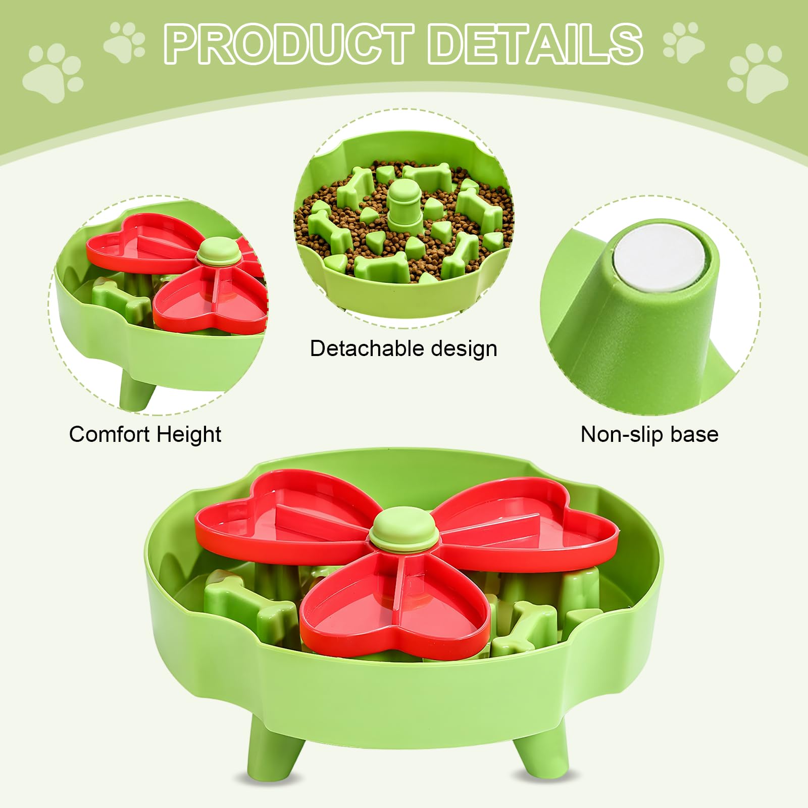 Slow-Eating Dog Bowl, Anti-Choking, Healthy Eating To Promote Digestion, Fun Slow-Eating Bowl, Christmas Green Color - Image 4