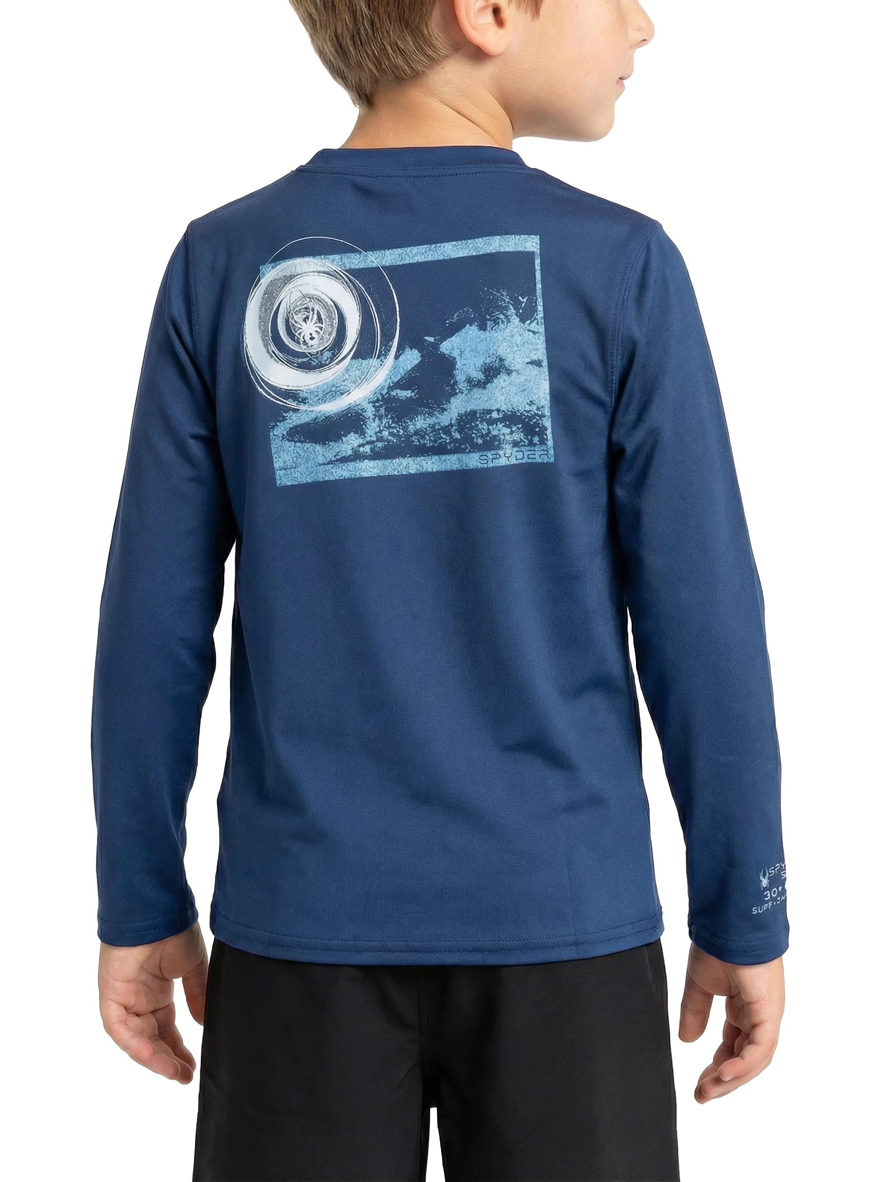 Spyder Langärmeliger Rashguard für Jungen, LSF 30+, schnelltrocknend, 4-Wege-Stretch-Badeshirt für kleine Jungen