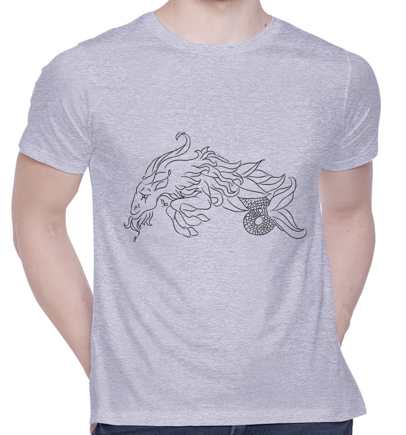 Graphic Printed T-Shirt for Unisex Capricorn Tshirt | Casual Half Sleeve Round Neck T-Shirt | 100% Cotton | D00345-14