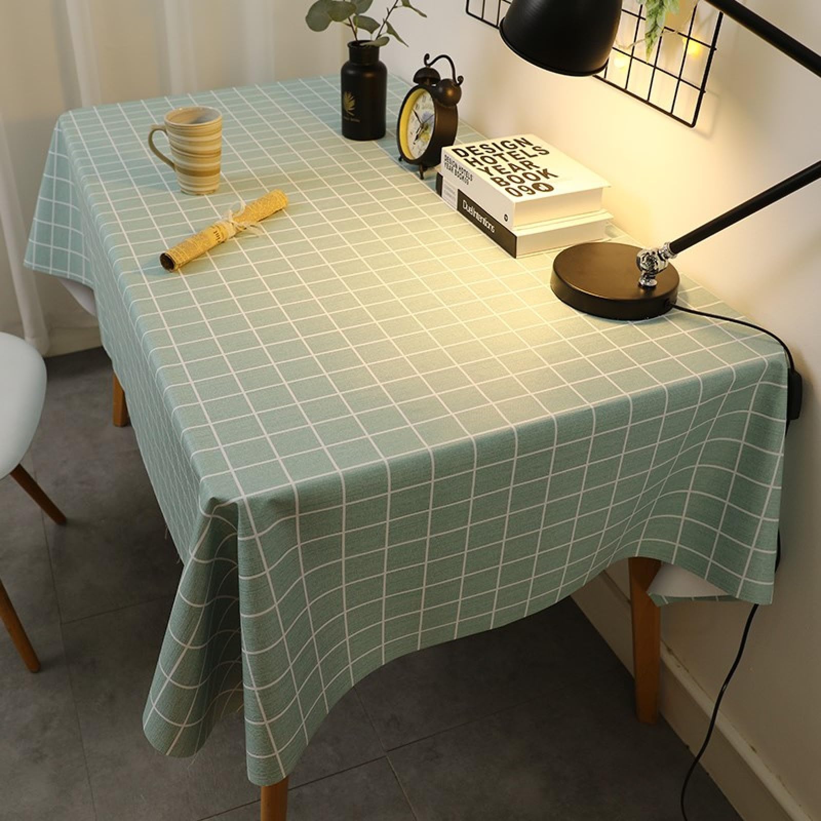 Nappe de jardin rectangulaire et imperméable motif bleu vert en PVC