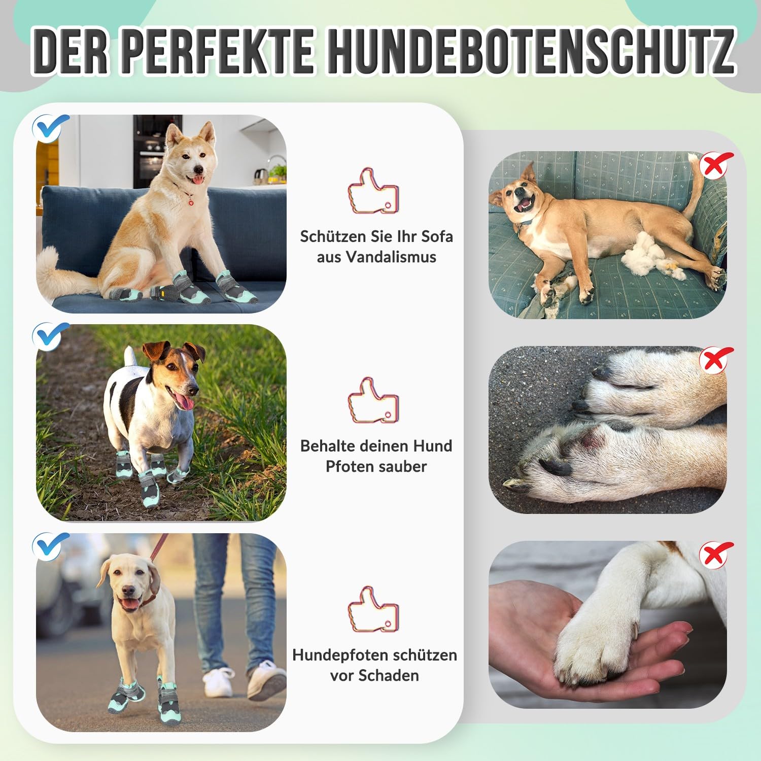 SlowTon Hundeschuhe Pfotenschutz, 4 Stück wasserdichte Hunde Schuhe Outdoor mit Rutschfester Sohle, reflektierendem Klettverschluss Hundestiefel für kleine mittlere große Hunde Winter